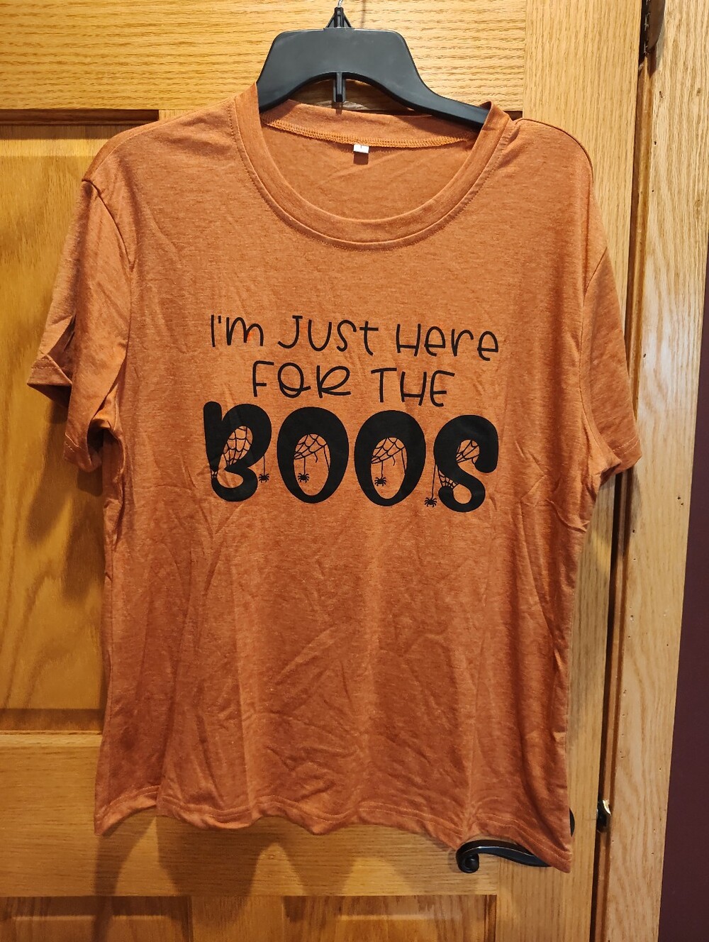 Halloween Graphic Tee - "I'm Just Here For The Boos", Women's Large